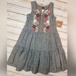 Embroidered chambray dress